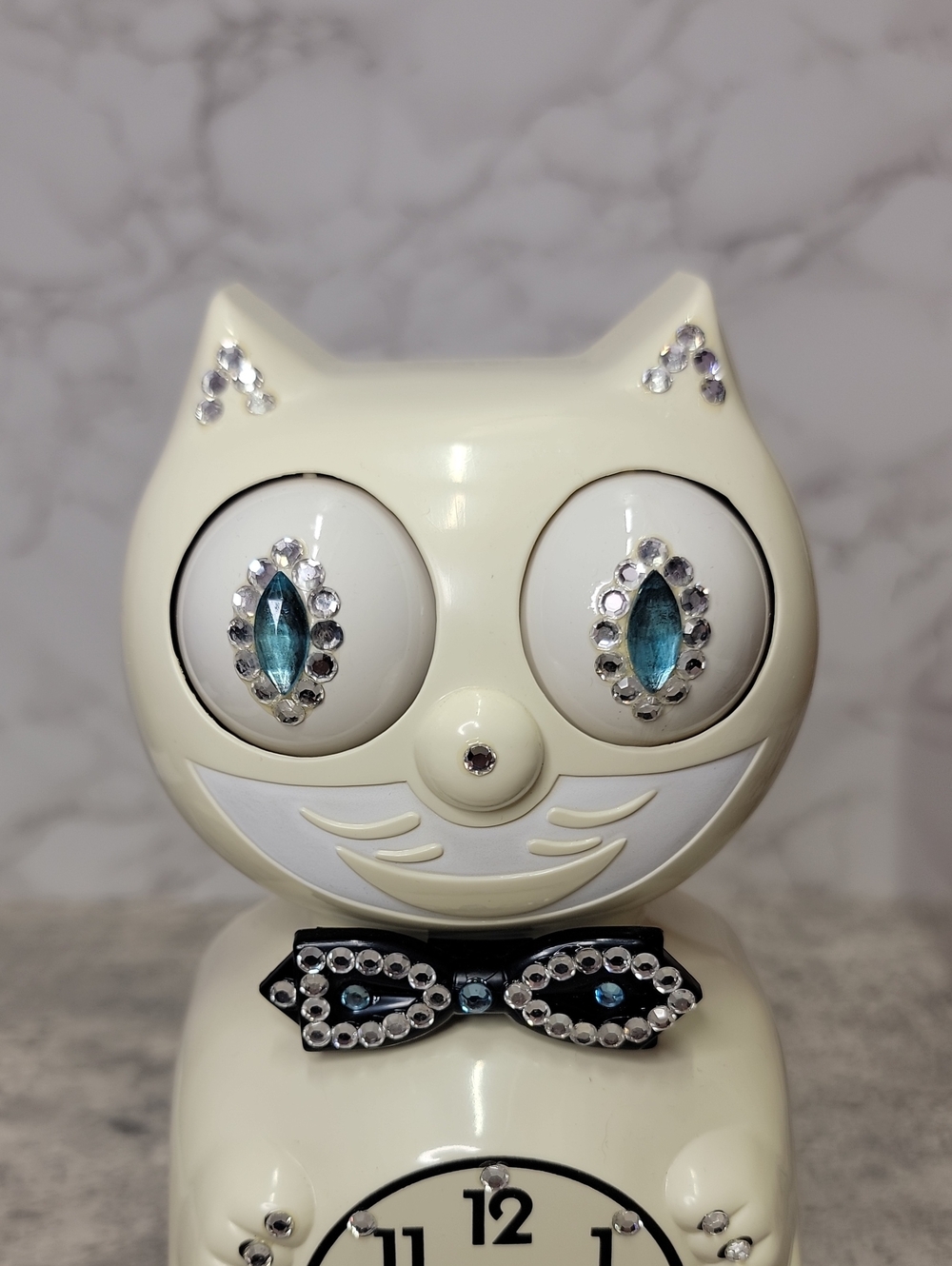 Super Rare Vintage Antique Ivory Jeweled Kit-Cat Klock Clock